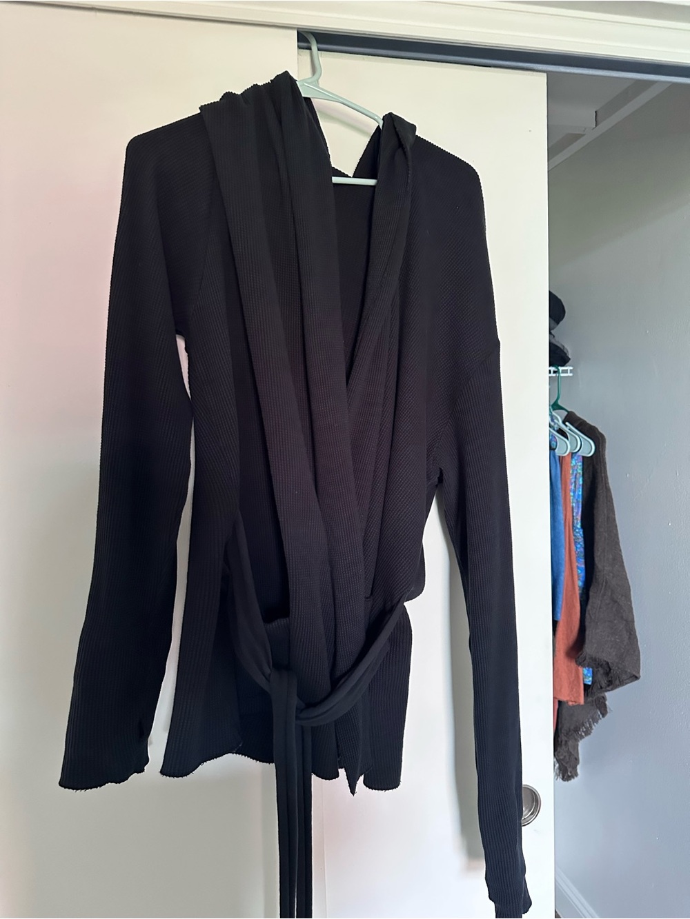 ~Gaia Conceptions HOODED COCOON BELTED SHIRT JACKET Black Large~ - Picture 4 of 8